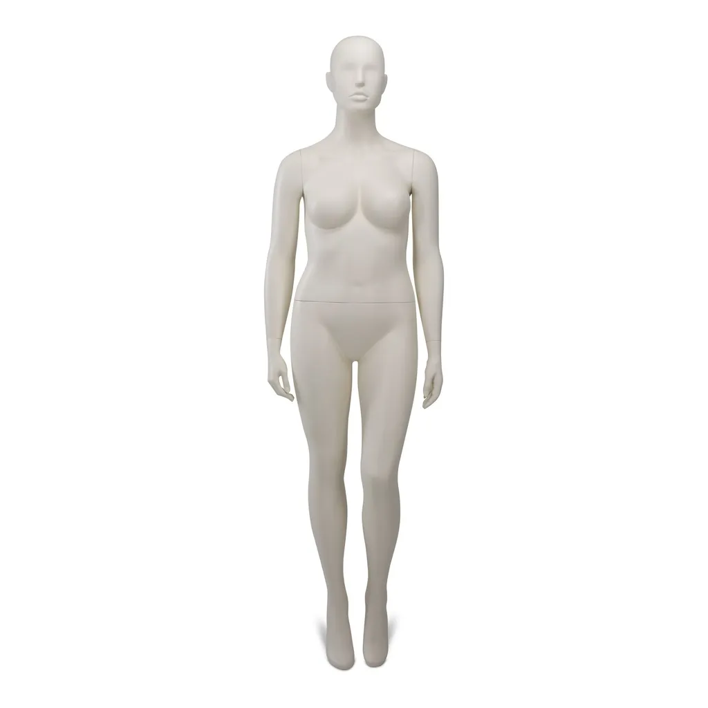 Mannequin femme taille + tête semi-abstraite blanc