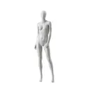 Mannequin femme abstrait gris, avec tête abstraite, socle en verre, pose F003