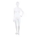 Unbreakable male mannequin, semi-abstract head, recyclable mannequin made from ABS plastic, matte white, pose 44