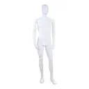 Unbreakable male mannequin, abstract head, recyclable mannequin made from ABS plastic, matte white, pose 08