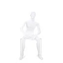 Unbreakable male mannequin, semi-abstract head, recyclable mannequin made from ABS plastic, matte white, pose 12