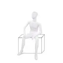 Unbreakable male mannequin, abstract head, recyclable mannequin made from ABS plastic, matte white, pose 12