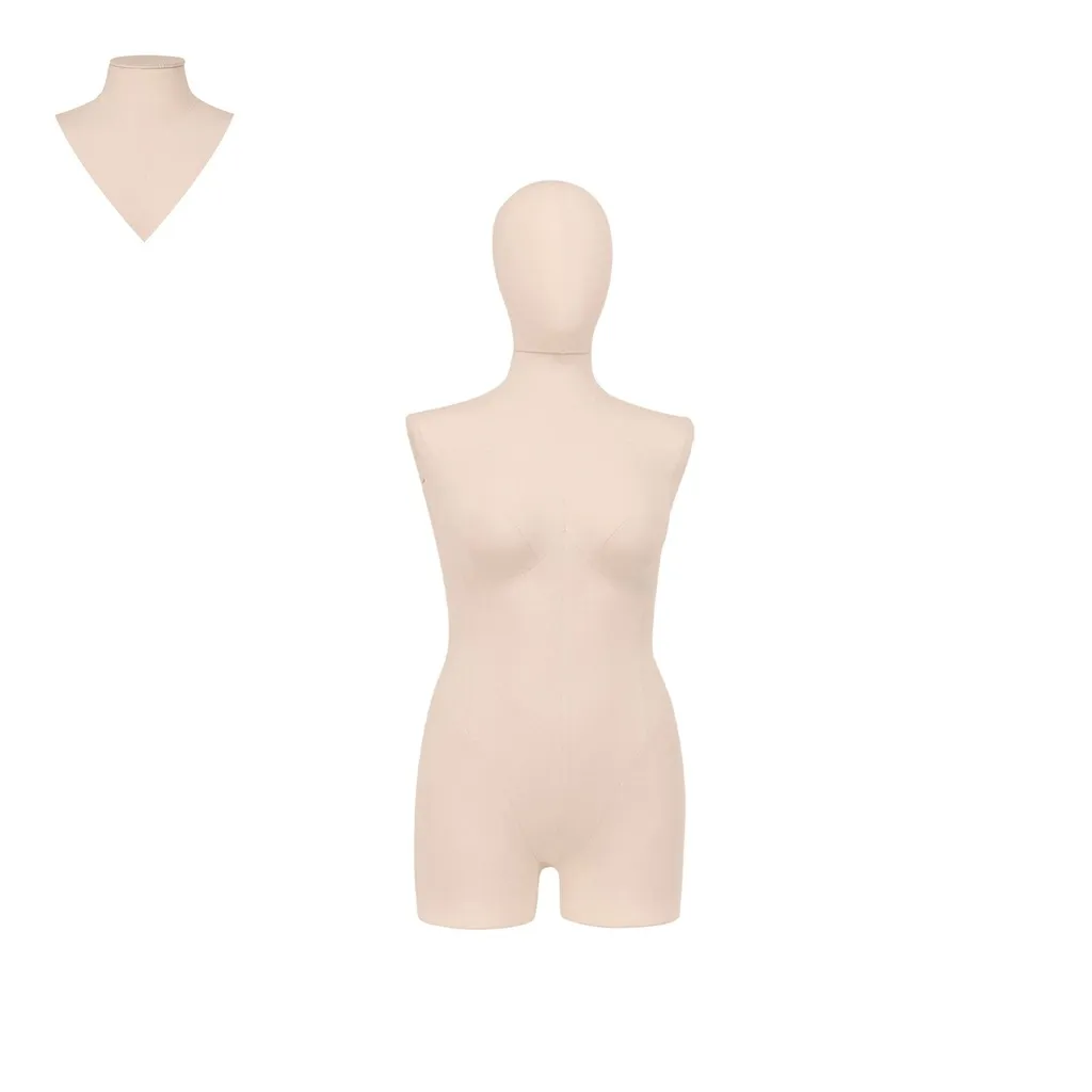 Busto de costura mujeres con piernas, talla 40/42, cubierto con tela cruda, cabeza desmontable. 