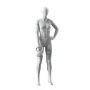 Kettlebell fitness mannequin, female, grey, abstract head, standing pose 11