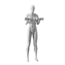 Fitness mannequin, female, grey, abstract head, standing pose 12