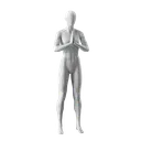 Yoga sport mannequin, female, grey, abstract head, standing pose 17