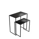 Set de 2 tables d'appoint, 60x35xh70 et 50x30xh50 cm, en métal noir laqué