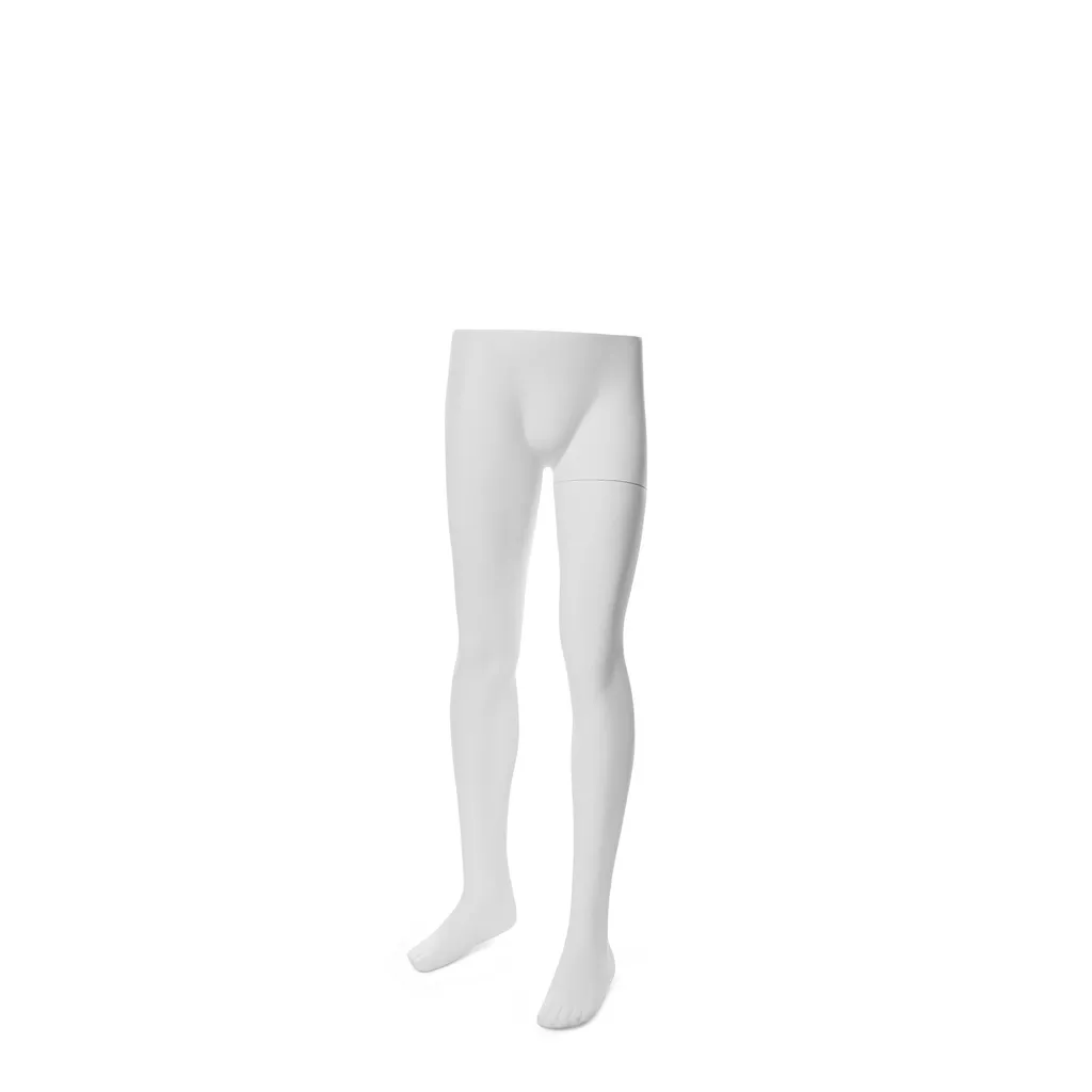 White trouser display for girls, age 10, including round glass base plate, including foot and calf pin, pose 10