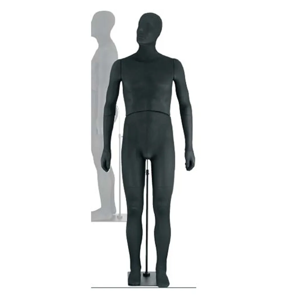 Male flexible mannequin, black PP foam