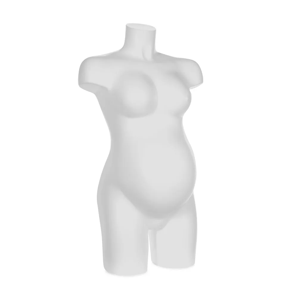 Torso femenino de plástico embarazada, plástico reciclable blanco, pose 2005DP_WH.