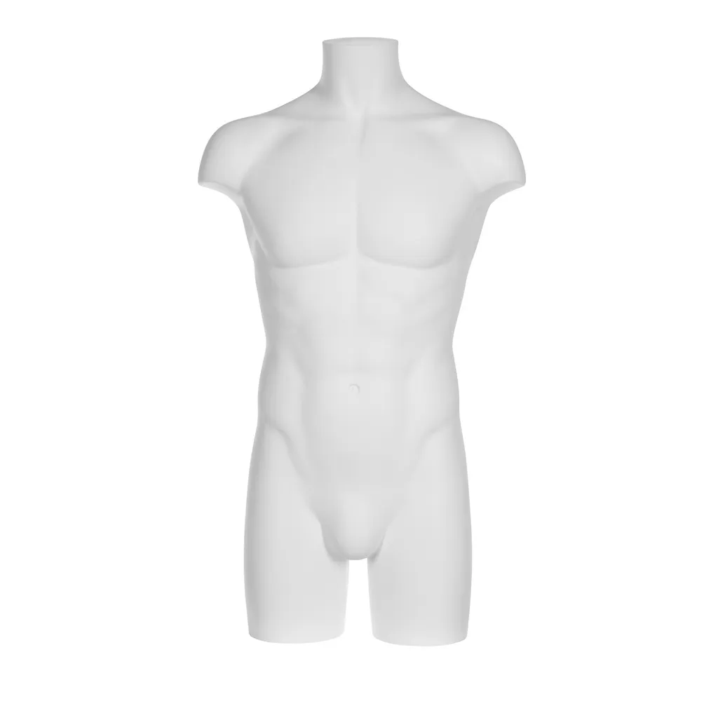 Torso masculino, plástico reciclable blanco, pose MSLBUST_WH.