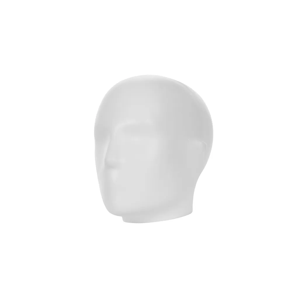 Tête femme stylisée abstraite en plastique, plastique recyclable blanc, pose TSD_WH