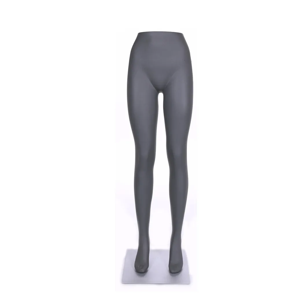 Présentoir jambes femme pour pantalons gris avec socle carré gris laqué avec pin de mollet