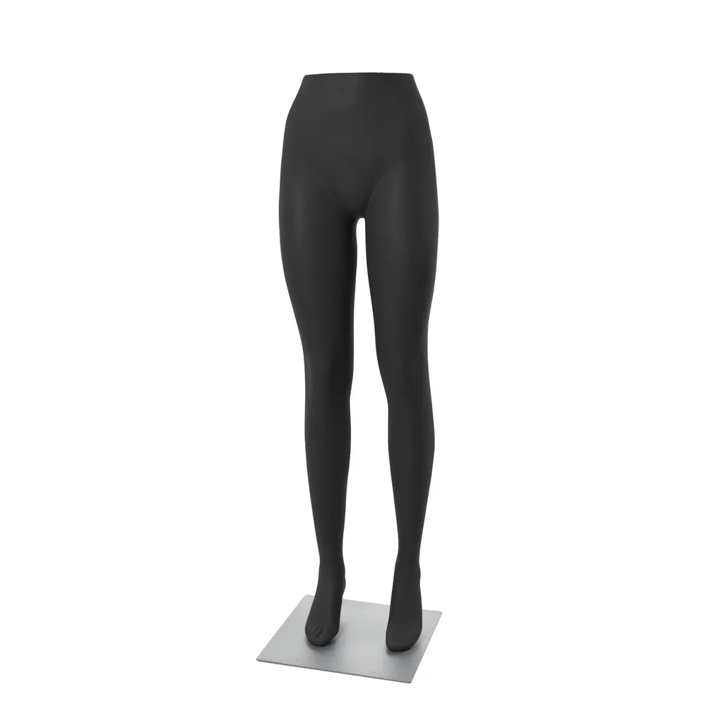 Présentoir jambes femme pour pantalons noir avec socle carré gris laqué avec pin de mollet