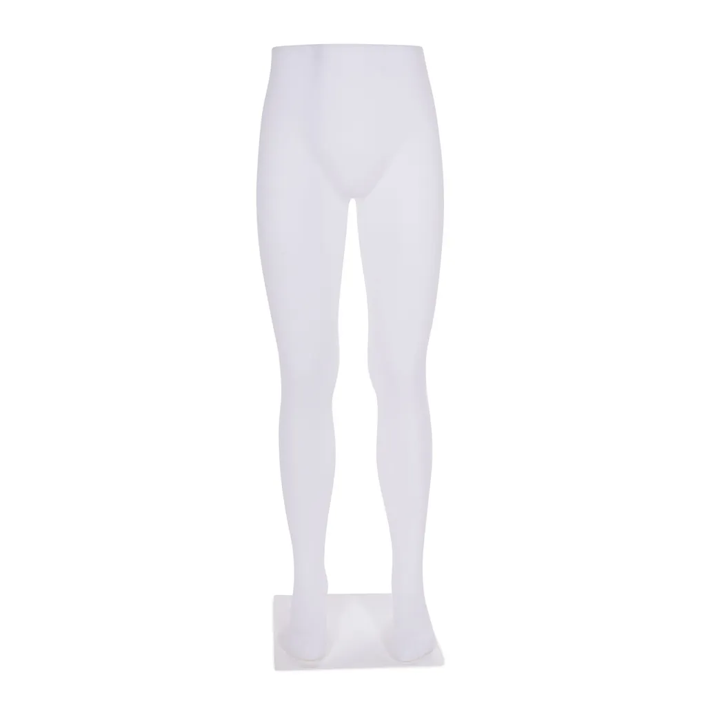 Présentoir jambes hommes pour pantalons blanc avec socle carré gris laqué avec pin de mollet