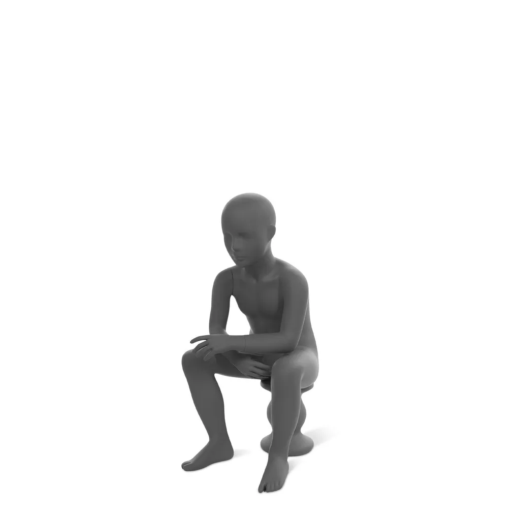 Child window mannequin abstract head, seated posit