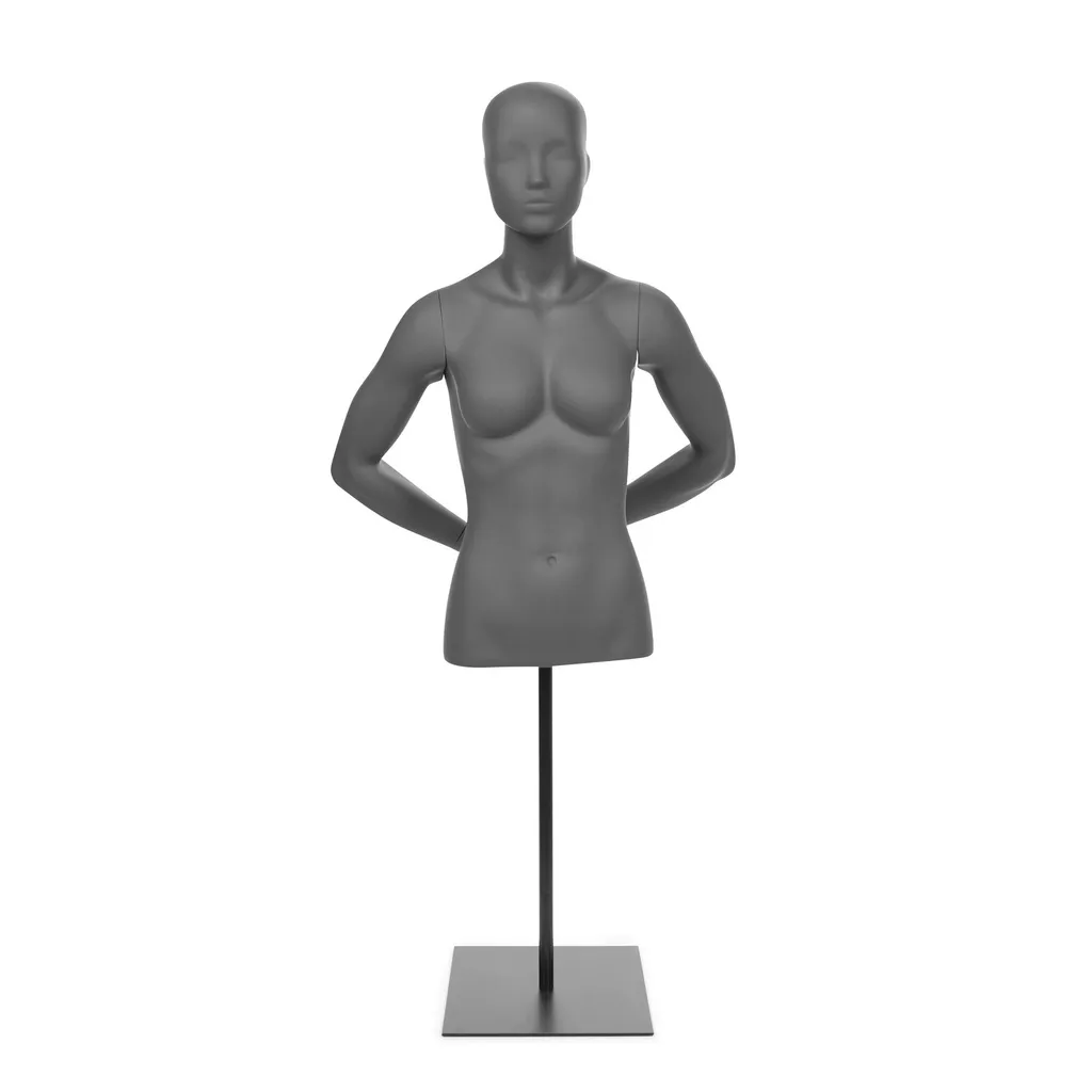 Female bust with arms and abstract head, grey