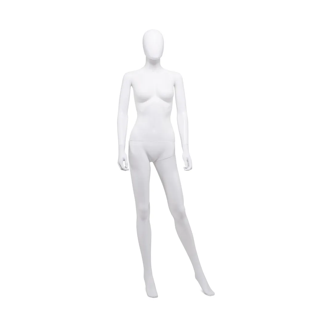 Maniquí femenino barato, cabeza desmontable, blanco mate, pose de pie 06