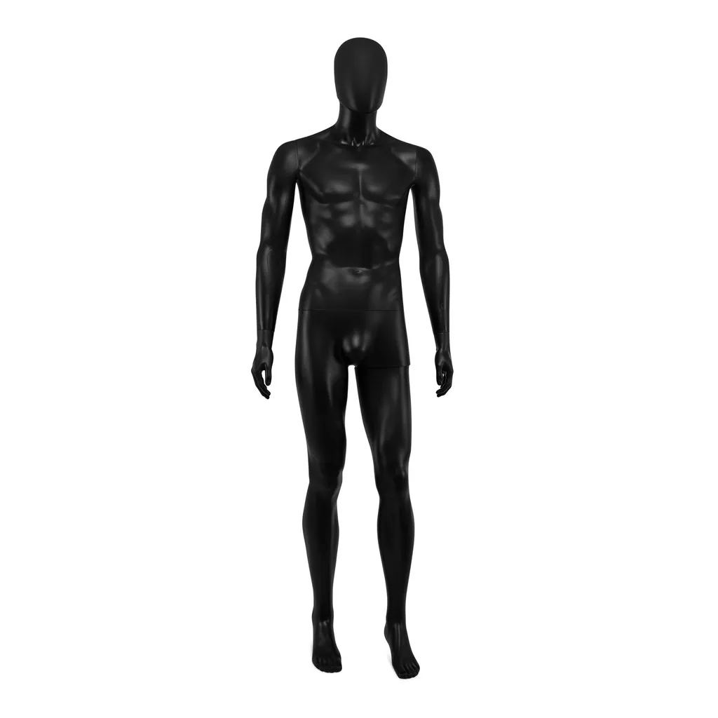 Cheap mannequin, male, detachable head, black mat colour, standing pose 02