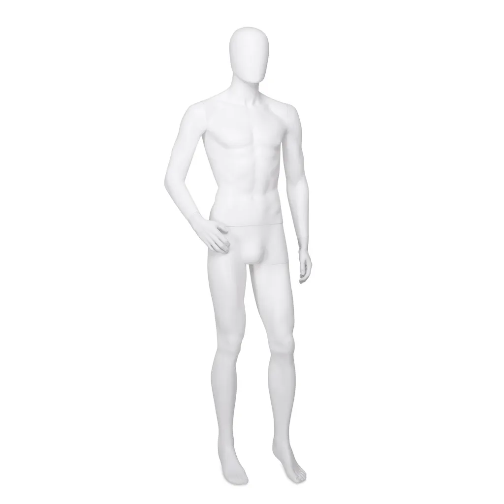 Cheap mannequin, male, detachable head, white mat colour, standing pose 04