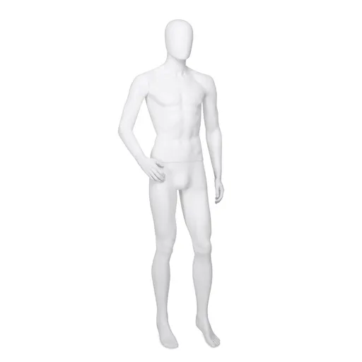 [UNBRM04_WH] Cheap mannequin, male, detachable head, white mat colour, standing pose 04