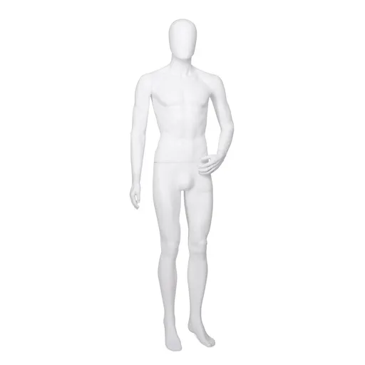 [UNBRM05_WH] Mannequin pas cher, homme, tête amovible, blanc mat, pose debout 05