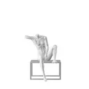 Realistic mannequin, female, urban style, matt white, headless, seated pose 002