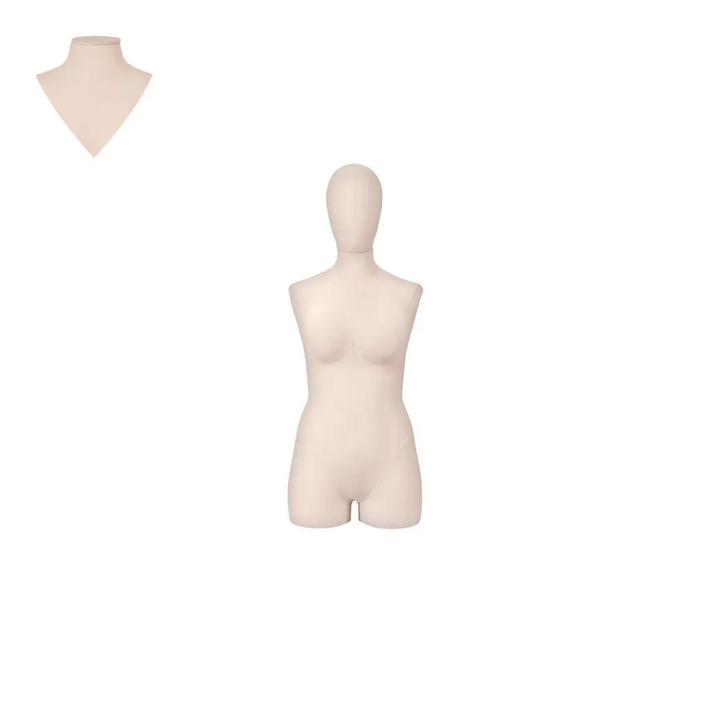 Busto de costura mujeres con piernas, talla 44, cubierto con tela cruda, cabeza desmontable. 