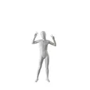 Abstract grey child mannequin, with abstract head, 8 years, glass base, pose C212