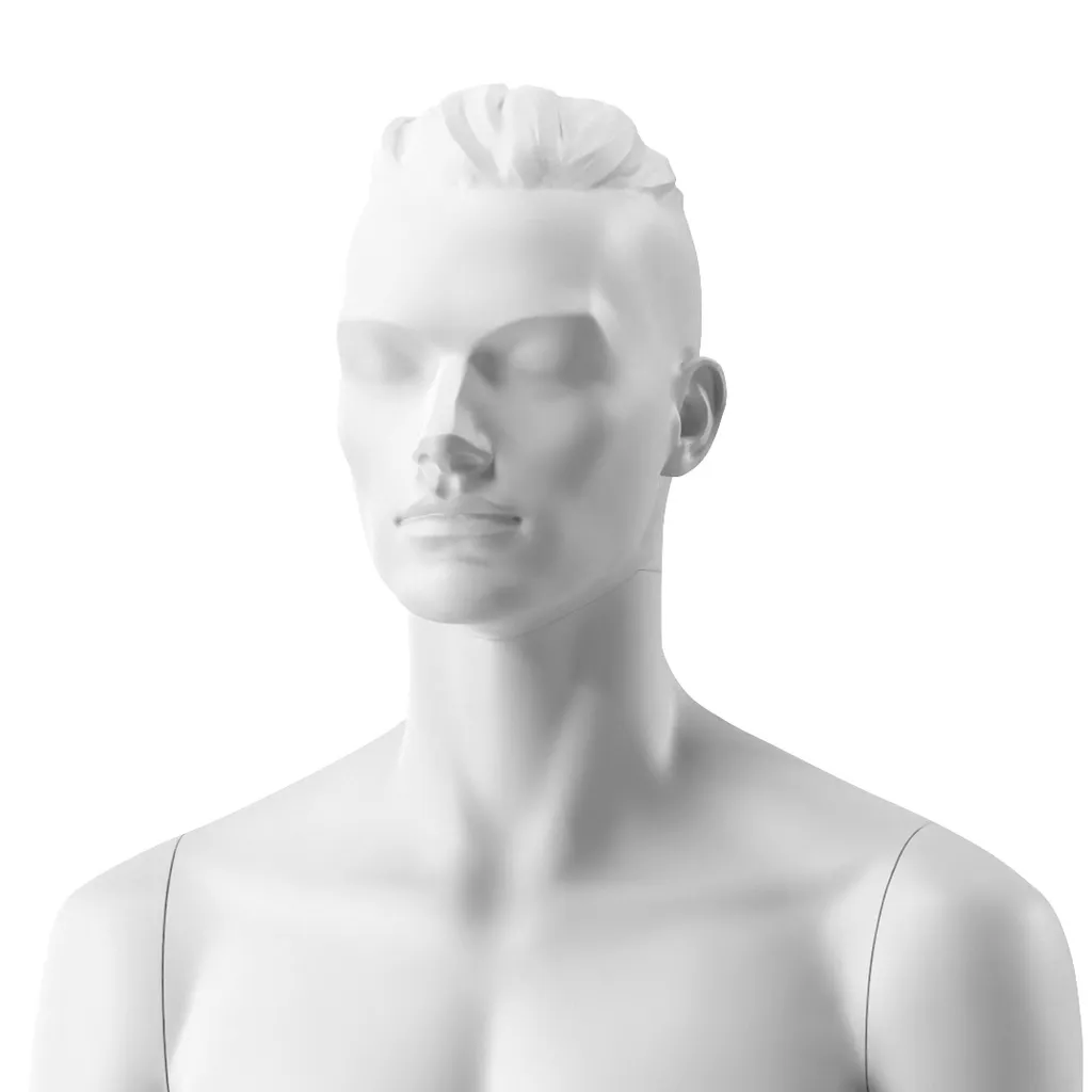 Trendy edgy male head, bio resin, white mat