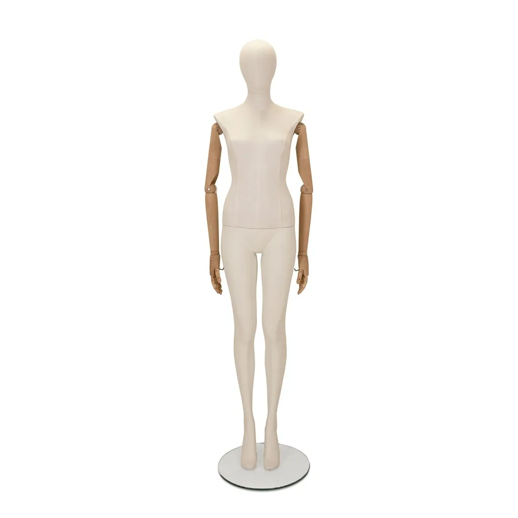 Maniquí de señora con brazos de madera, blanco