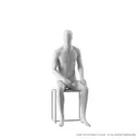 White abstract male mannequin, with abstract head, seated pose MM104