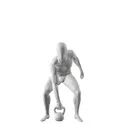 Kettlebell Schaufensterpuppe Herr, grau, abstrakter Kopf stehende Pose 315