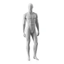 Maniquí de deporte hombre, gris, cabeza abstracta, postura de pie 330