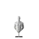 Sportbust without legs, male, grey, metal base, abstract head, pose 552