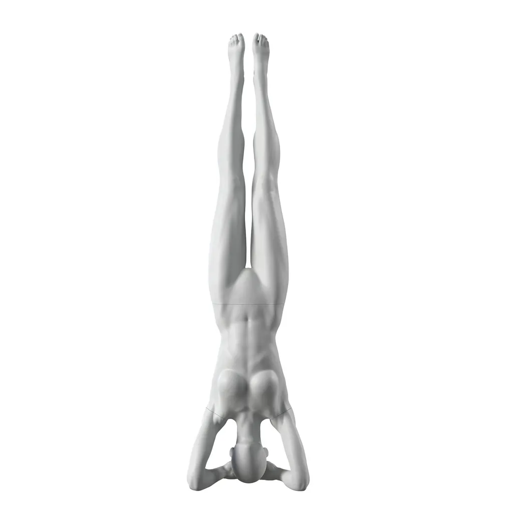 Yoga sport mannequin, female, grey, abstract head, pose 38