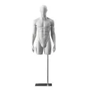 Torso sportif avec jambes, homme, gris, base métallique, tête abstraite, pose 501