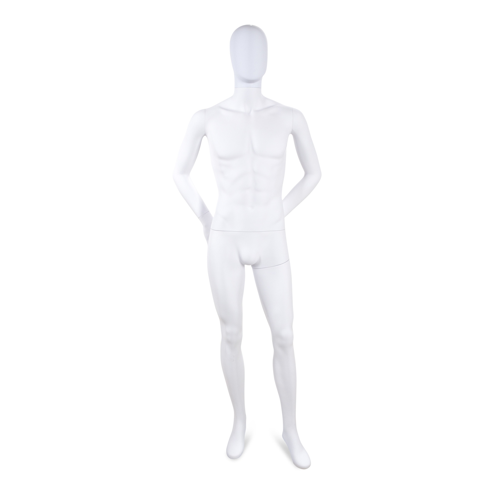 Onbreekbare heren mannequin, abstract hoofd, recycleerbare mannequin uit ABS plastic, wit mat, pose 06