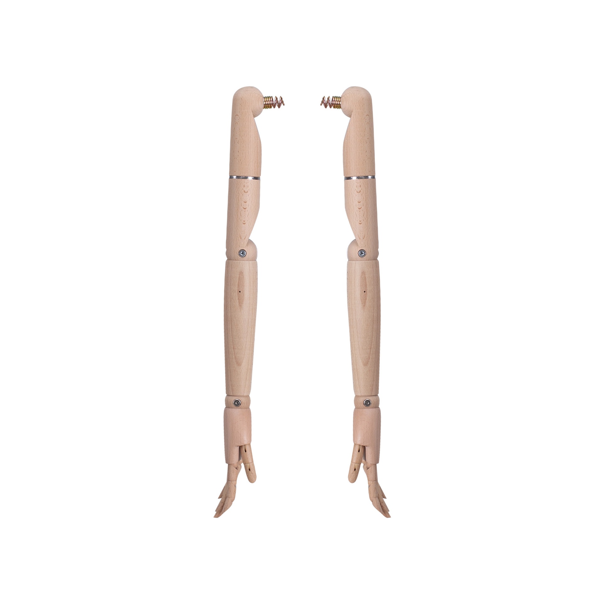 Pair of articulated wooden arms, female, for couture buste, raw wood