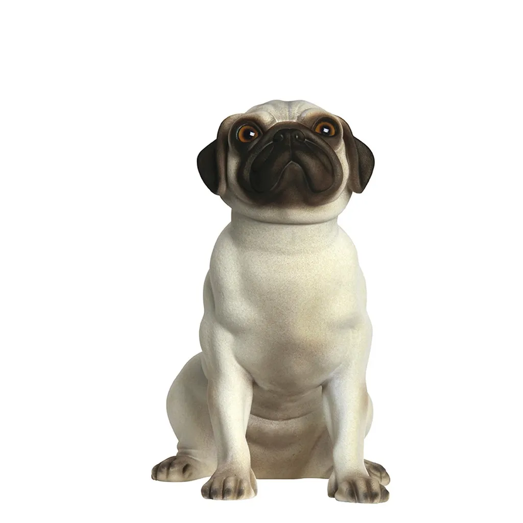 Dog mannequin display, with glass eyes, ivory/brown, seated pose