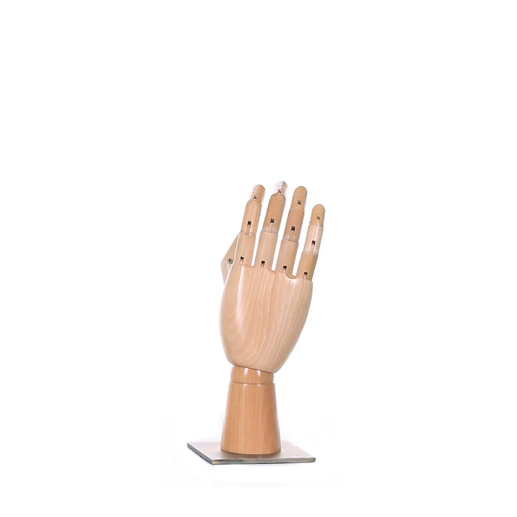 right female hand in wood, natural clear varnish