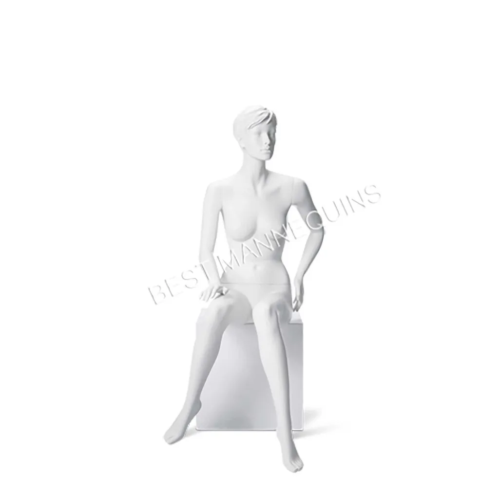 Sitting female mannequin sculpted hair, Irene