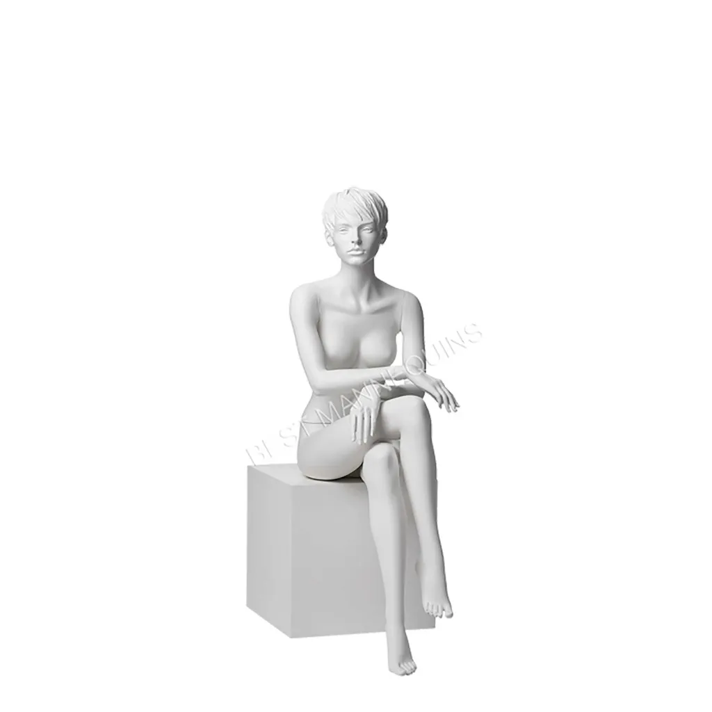 Sitting  female mannequin sculpted hair, Adriana