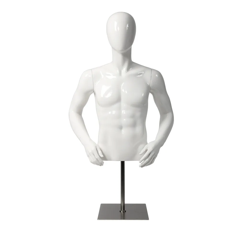 Male torso, abstract, Ringo, FRP white high gloss