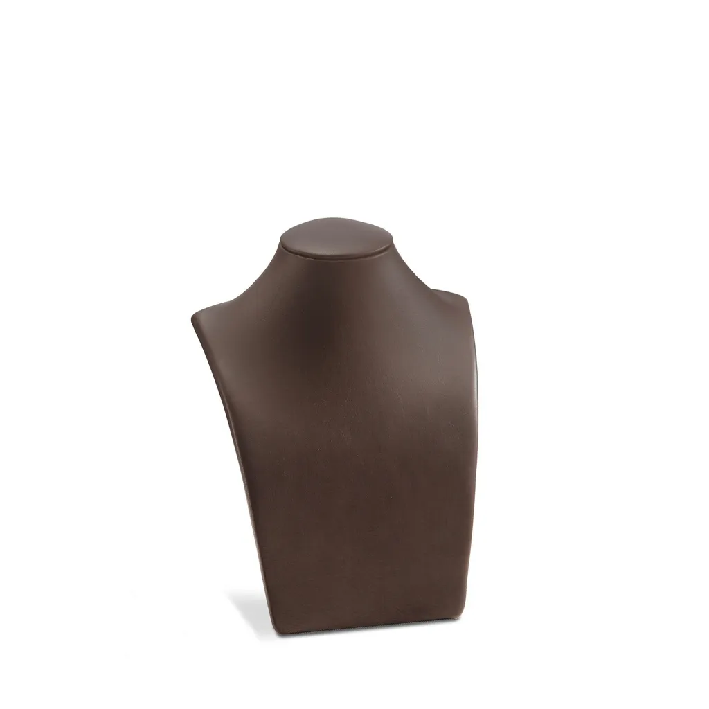 Présentoir collier, cuir artificiel brun chocolat