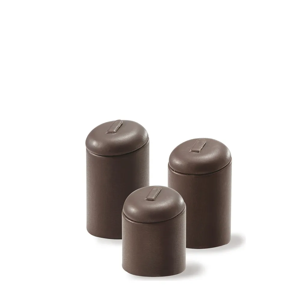 Ring holders, 3 pieces, brown imitation leather