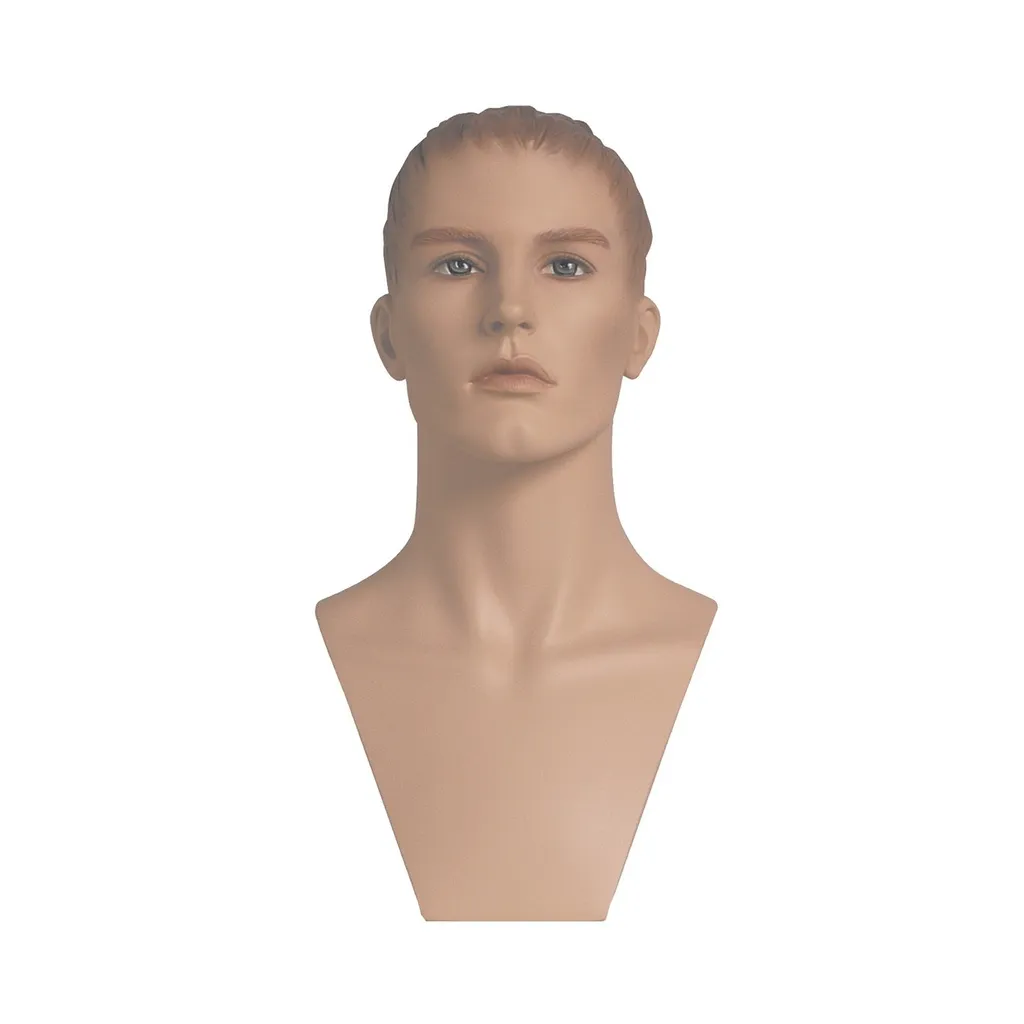 Male head, sculpted hair,FRP,skin color + make-up