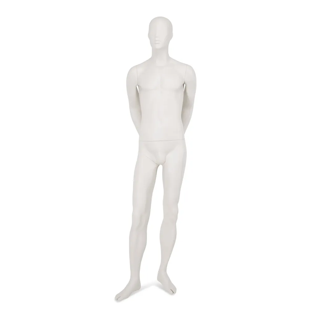 Mannequin homme ,tête abstraite, blanc gris