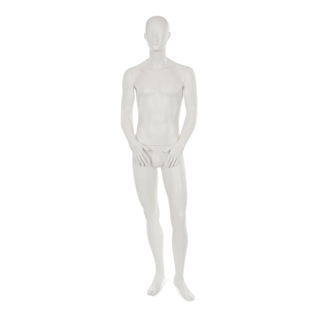 Male window mannequin w abstract head, greywhite