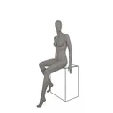 Mannequin femme assis tête abstraite couleur taupe